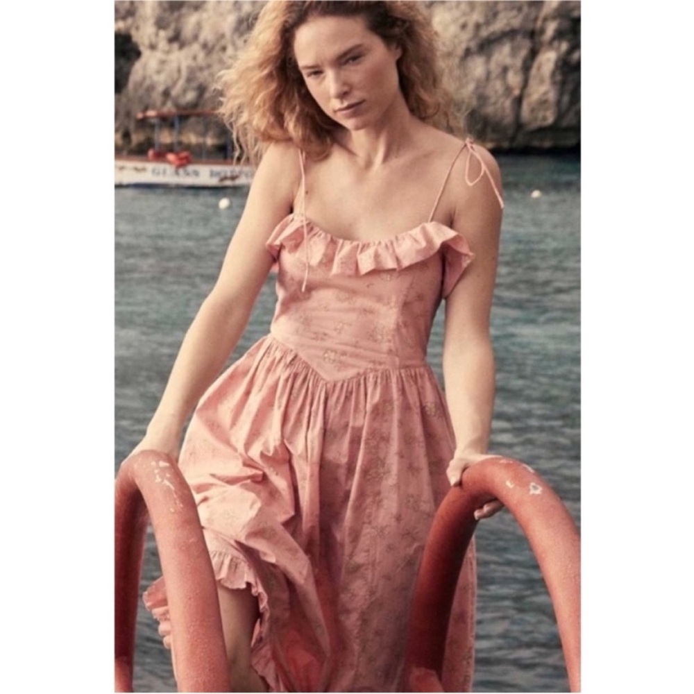 Doen 100% cotton midi dress in pink NWT NEW - Picture 5 of 6